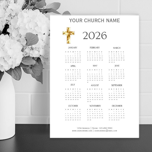 Imán de calendario minimalista moderno 2026 (Modern Minimalist 2026 Mini Calendar Magnet)