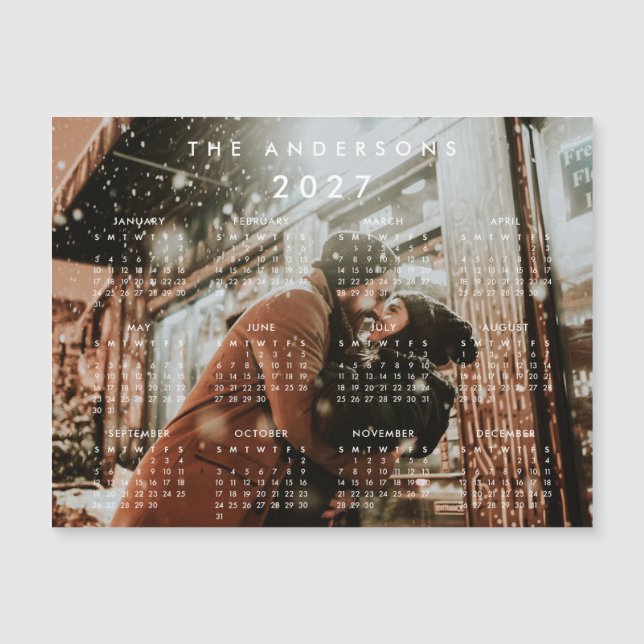 Imán de calendario personalizado 2027 con foto (Anverso)