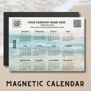 Imán de calendario QR de logotipo de nombre comerc