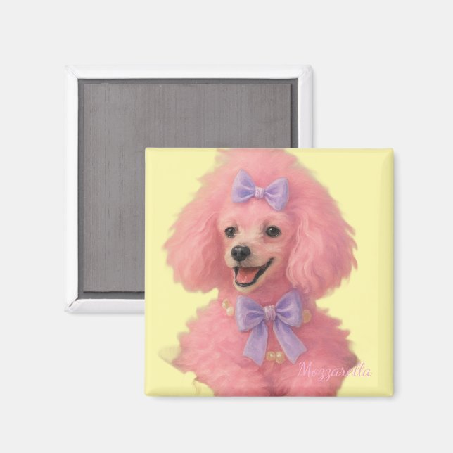 Imán de caniche rosa, decoración de caniche (Anverso/Reverso)