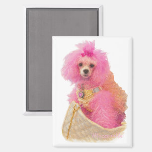imán de caniche toy rosa, caniche rosa, refrigerad