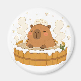Imán de Capybara Lindo Invierno Onsen Nieve Fuente