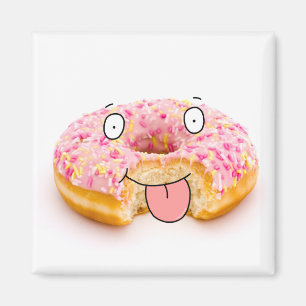 Imán de carácter de donut rosa feliz