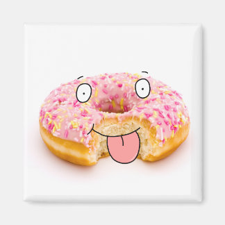 Imán de carácter de donut rosa feliz