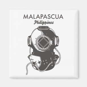 Imán de cartel de viaje de buceo de Malapascua Fil