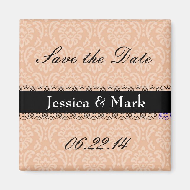 Imán de casamiento de damasco con fecha de salvaci (Frente)