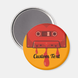 Imán de cassette de corazón rojo