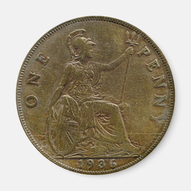 imán de centavos británico de 1936 (Frente)