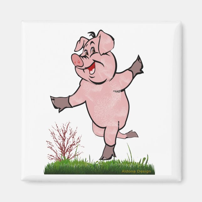 Imán de Cerdo Feliz (Frente)
