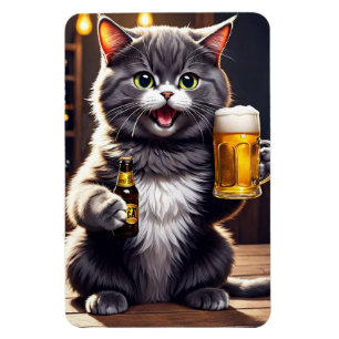 Imán de cerveza de gato divertido - Regalo de brom