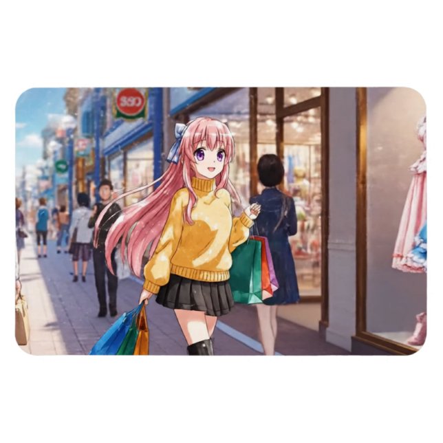 Imán de Chica Anime Compras (Horizontal)