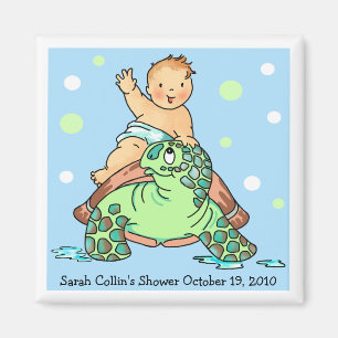 Imán de Chica Baby Shower de tortuga