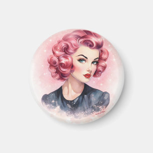 Imán de chica glamorosa retro pin-up rosa