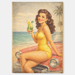 Imán de chica pin-up de Miami Beach vintage
