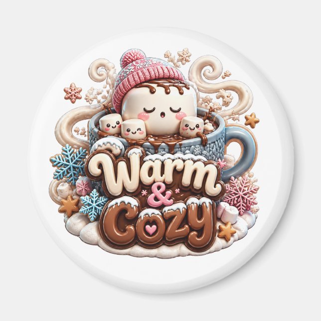 Imán de Chocolate Caliente Warm & Cozy (Frente)