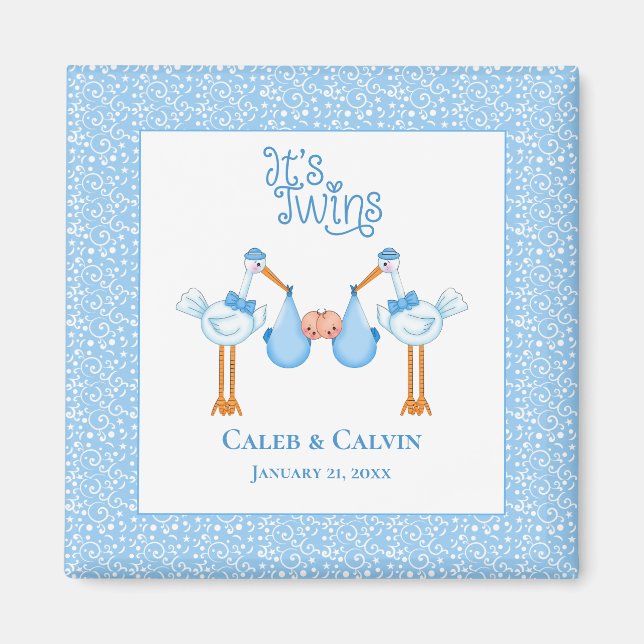 Imán de cigüeña con gemelos (Frente)