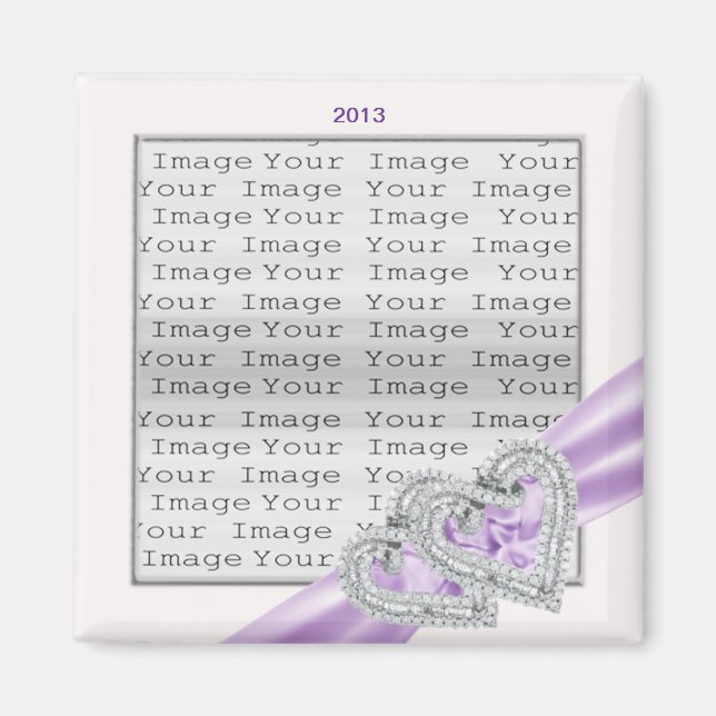 Imán de cinta de lavanda del corazón del personali (Frente)