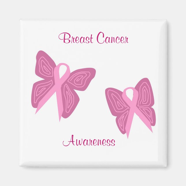 Imán de cintas de mariposa para cáncer de mama (Frente)