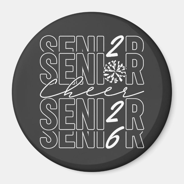 Imán de círculo de animadora senior 2026 (Frente)