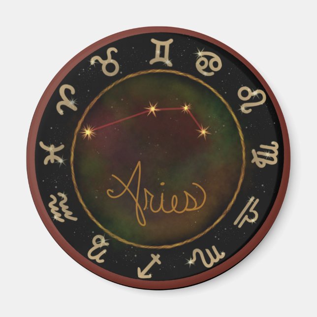 Imán de círculo de la constelación zodiaca de Arie (Frente)