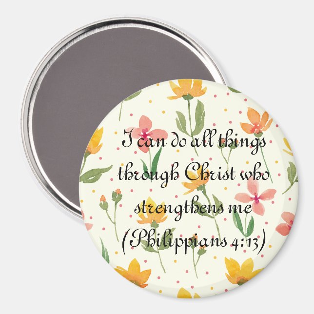 Imán de Círculo Floral Personalizado -Verso Biblia (Anverso/Reverso)