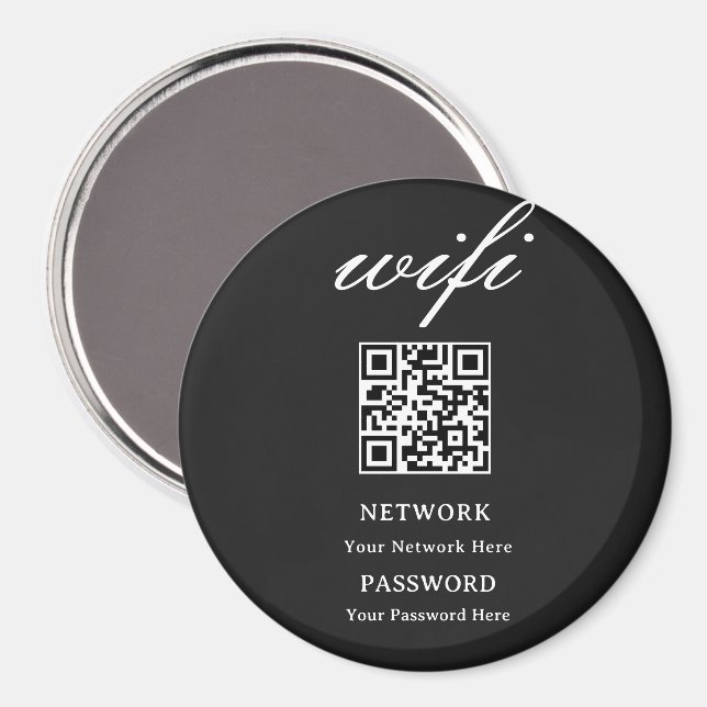 Imán de Círculo | Red de Contraseña Wifi Moderna (Anverso/Reverso)