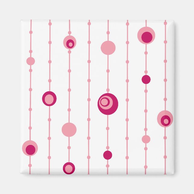 Imán de círculos retro rosados (Frente)