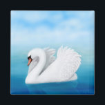 Imán de cisne solitario<br><div class="desc">Diseño original de arte fino de un elegante cisne mute por la diseñadora/ilustradora Carolyn McFann de Two Purring Cats Studio sobre camisetas de calidad,  tazas y más para los amantes de las aves.</div>