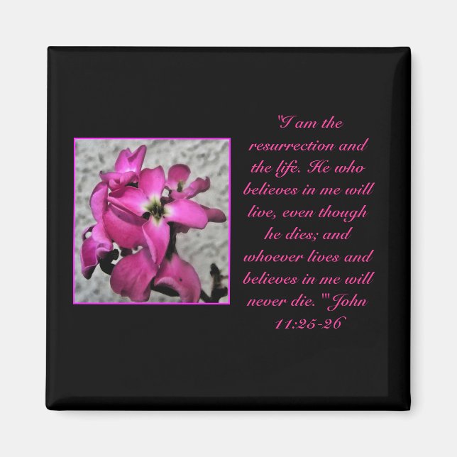 Imán de cita de la Biblia floral de Pascua (Frente)