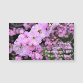 Imán de cita de perdón con foto de flores rosadas