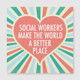 Imán de citas de corazón de trabajador social insp