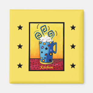 Imán de cocina azul cappuccino