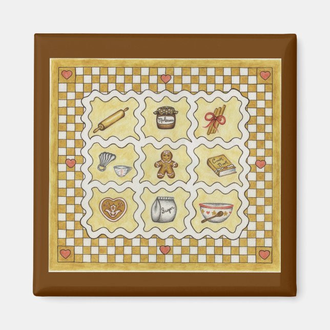 Imán de cocina de jengibre navideño (Frente)