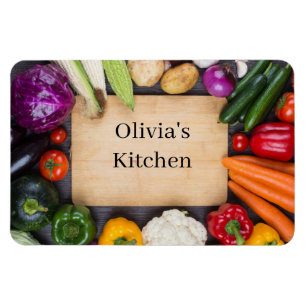 Imán de cocina de verduras con nombre personalizad