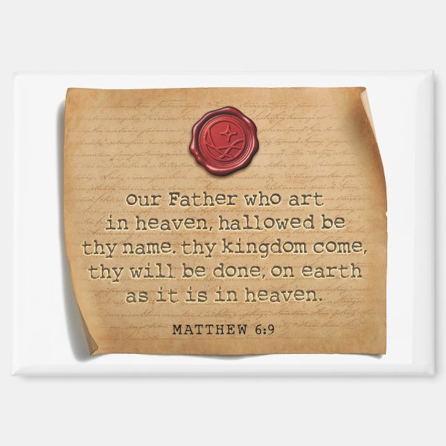 Imán de cocina Mateo 6:9 Acento de hogar (Anverso)