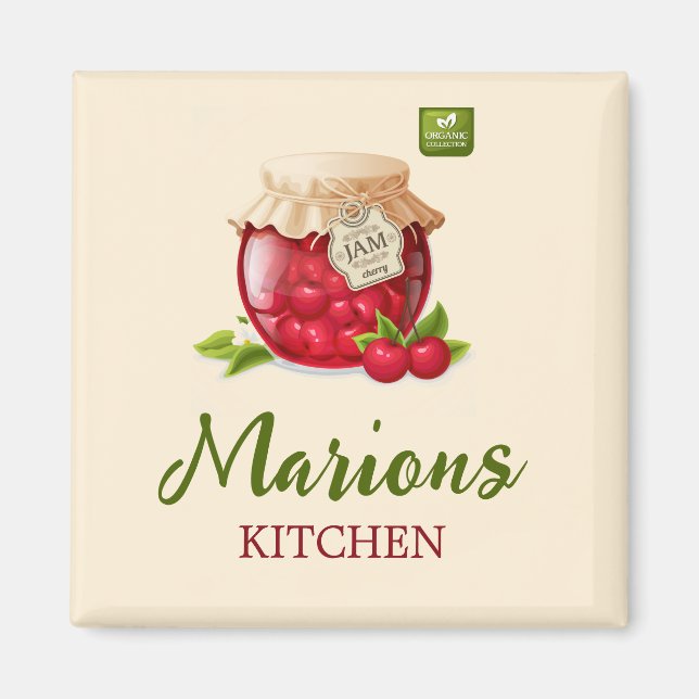Imán de cocina personalizado con tema de cereza (Frente)