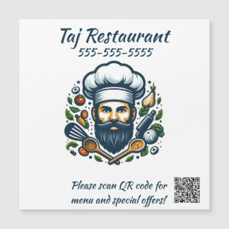 Imán de código QR de restaurante de chef editable