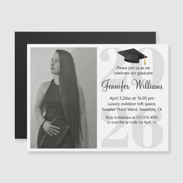 imán de código qr para fiesta de graduación con fo (Anverso/Reverso)