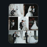 Imán de colage de 7 fotos de boda personalizado<br><div class="desc">Celebre su día de boda con este elegante imán de colage de 7 fotos, perfecto para compartir sus recuerdos favoritos en un hermoso recuerdo. Este imán de foto flexible es totalmente personalizable con sus propias fotos y hace un regalo de boda considerado, un regalo de agradecimiento o un recuerdo para...</div>