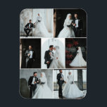 Imán de colage de 7 fotos de boda personalizado<br><div class="desc">Celebre su día de boda con este elegante imán de colage de 7 fotos, perfecto para compartir sus recuerdos favoritos en un hermoso recuerdo. Este imán de foto flexible es totalmente personalizable con sus propias fotos y hace un regalo de boda considerado, un regalo de agradecimiento o un recuerdo para...</div>