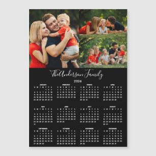 Imán de Collage de 3 Fotos del Calendario Moderno 