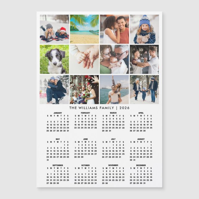 Imán de Collage de Fotos 12 para Calendario 2026 (Anverso)