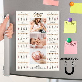 Imán de Collage de Fotos de Calendario 2026 Rojo N