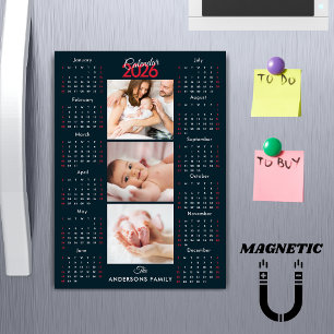 Imán de Collage de Fotos del Calendario 2026 Azul 
