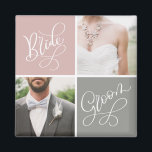 Imán de Collage de fotos para Bodas de novia y Gro<br><div class="desc">Captura y muestra tus momentos especiales con este imán boda de personalizable. Añade tus fotos favoritas del día de tu boda a este collage de dos fotos de novios y novios. Hay otros colores disponibles.</div>