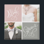 Imán de Collage de fotos para Bodas de novia y Gro<br><div class="desc">Captura y muestra tus momentos especiales con este imán boda de personalizable. Añade tus fotos favoritas del día de tu boda a este collage de dos fotos de novios y novios. Hay otros colores disponibles.</div>