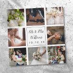 Imán de Colograma de Fotos de Boda con Guión Perso<br><div class="desc">Personalice con sus ocho fotos de boda favoritas,  nombre y fecha especial para crear un collage de fotos,  recuerdo y regalo único. Un bonito recuerdo para atesorar! Diseñado por Thisisnotme©</div>