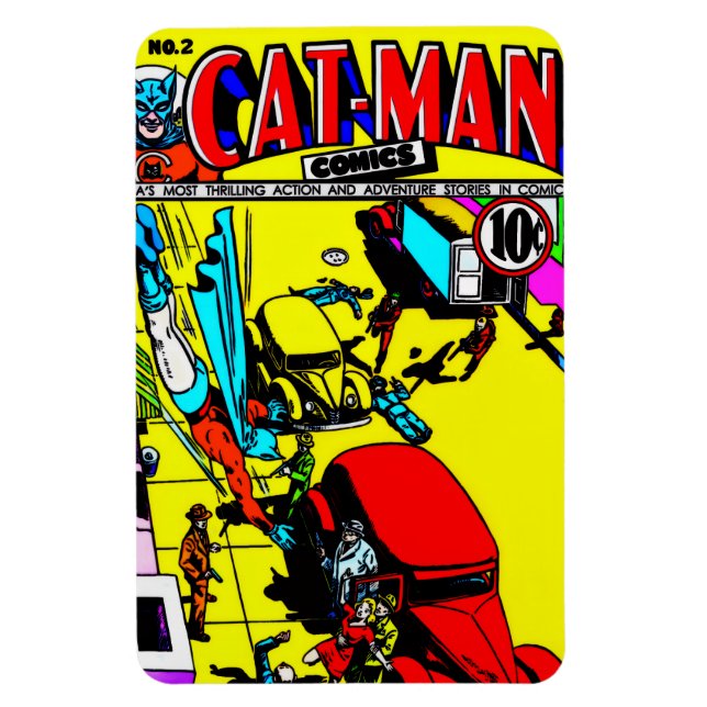 Imán de cómics de CAT-MAN de la década de 1940 (Vertical)