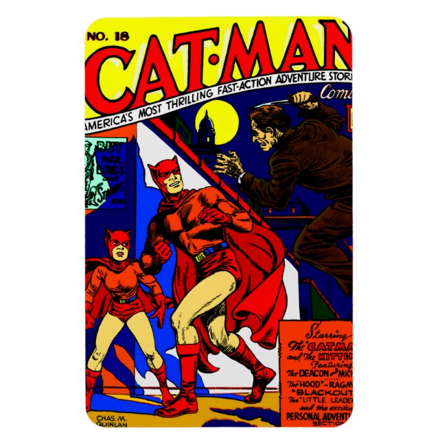 Imán de cómics de Cat-Man de la década de 1940 (Vertical)