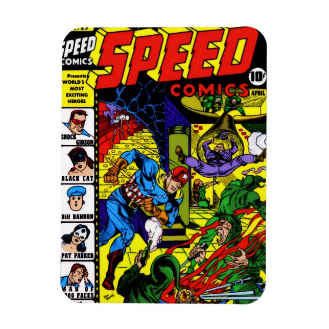 Imán de cómics SPEED de la década de 1940 (Vertical)